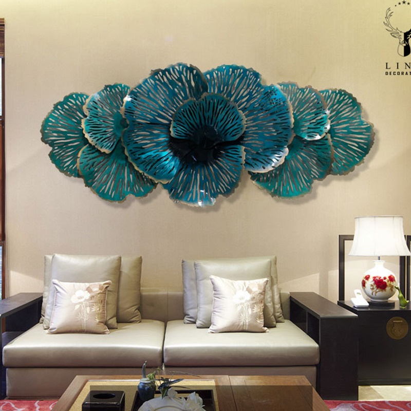 Bông hoa xanh treo tường(LDT40)lingdecor