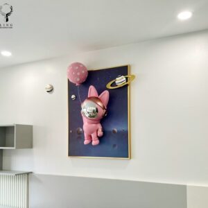 Tranh thỏ phi hành gia 3D(LDT70)lingdecor