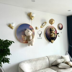 Tranh Gấu trái tim(LDT114)lingdecor