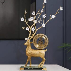 Đồng hồ hươu đồng sừng hoa(LDHB17)lingdecor