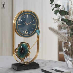 Đồng hồ sen đồng để bàn(LDHB18)lingdecor