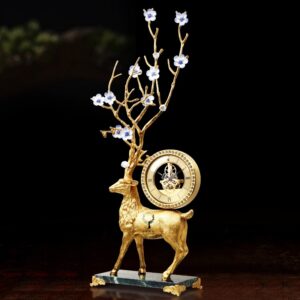 Đồng hồ hươu đồng sừng hoa(LDHB17)lingdecor