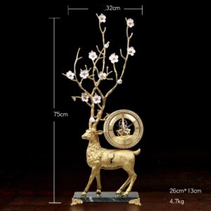 Đồng hồ hươu đồng sừng hoa(LDHB17)lingdecor