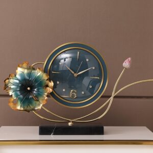 Đồng hồ sen đồng để bàn(LDHB18)lingdecor
