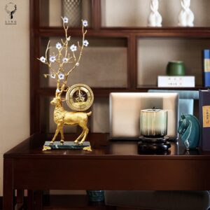 Đồng hồ hươu đồng sừng hoa(LDHB17)lingdecor