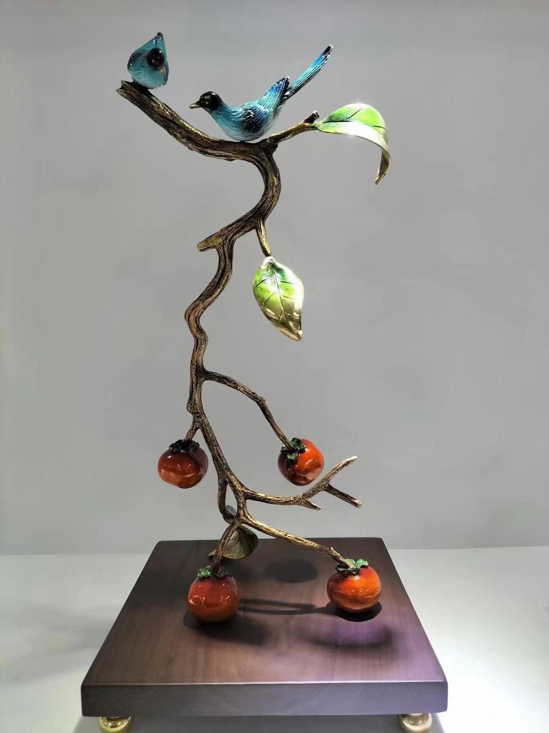 Chim uyên ương cành hồng(LD193)lingdecor Chim uyên ương cành hồng(LD193)lingdecor