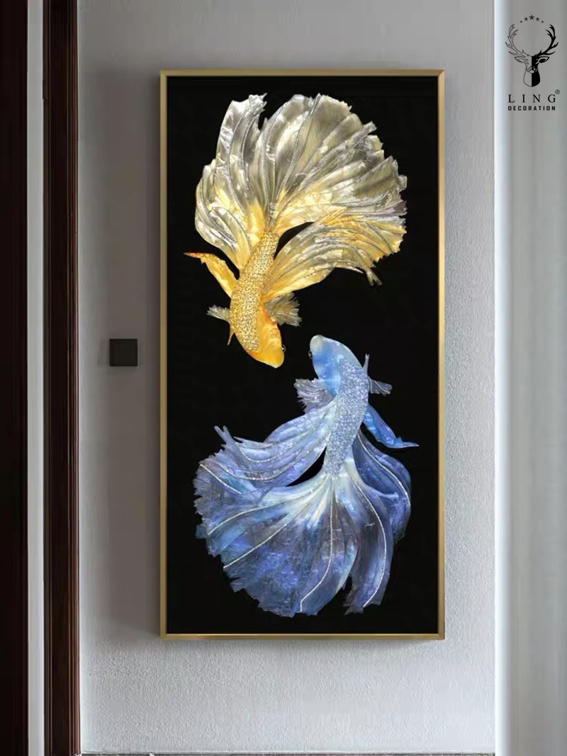 Tranh khảm trai đôi cá cảnh(LTKT08) Lingdecor 2