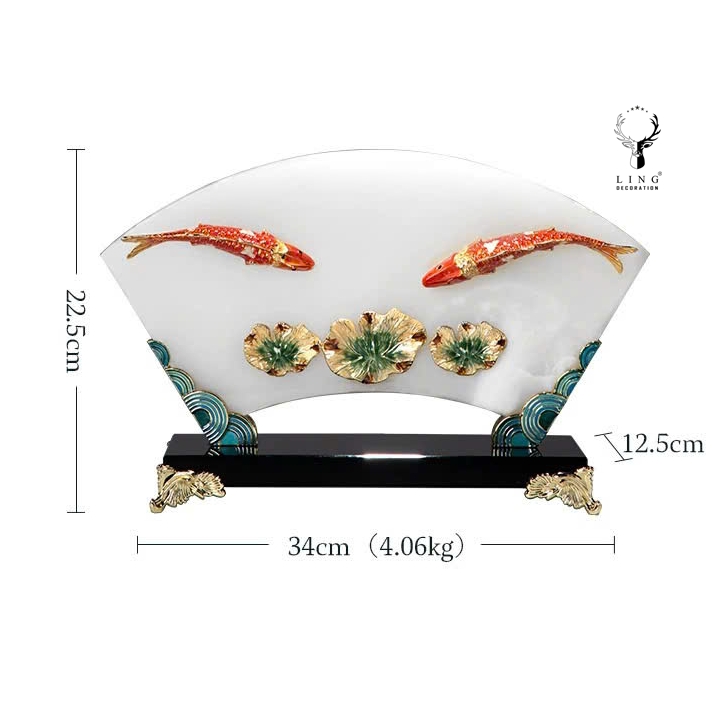 Đôi cá uyên ương ngọc bích(LDB447) Lingdecor 2