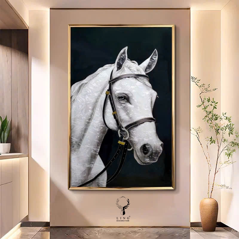 Tranh khảm trai Bạch Mã(LTKT64) Lingdecor 1