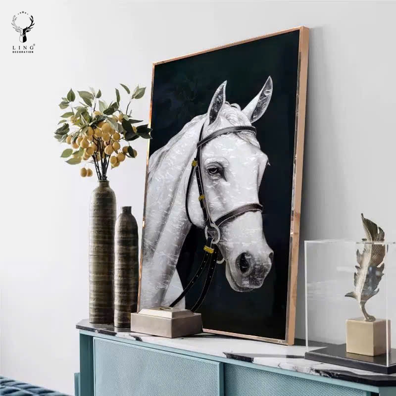 Tranh khảm trai Bạch Mã(LTKT64) Lingdecor