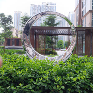Vòng tròn inox trang trí kem đèn LED