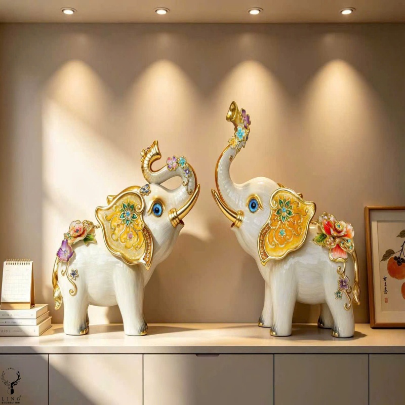 Cặp tượng voi trắng (LD 433) lingdecor1