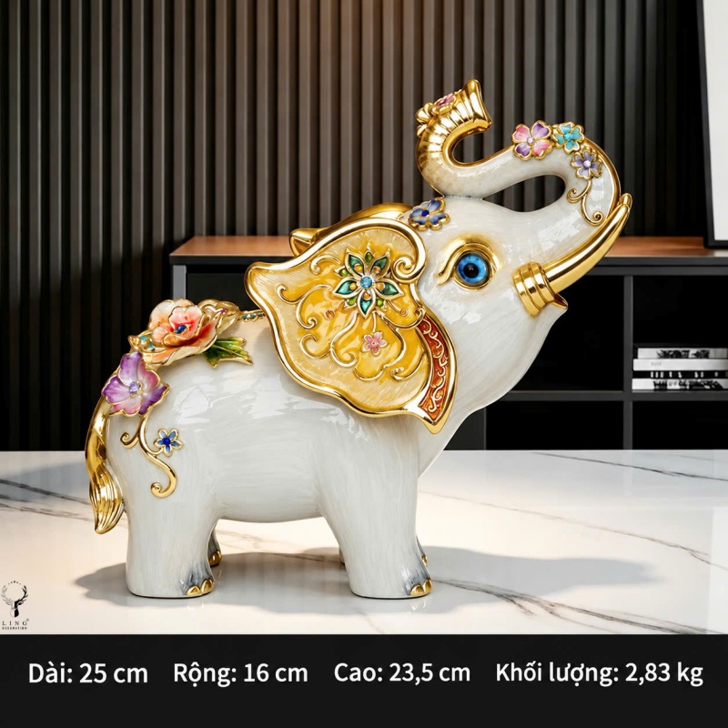 Cặp tượng voi trắng (LD 433) lingdecor3