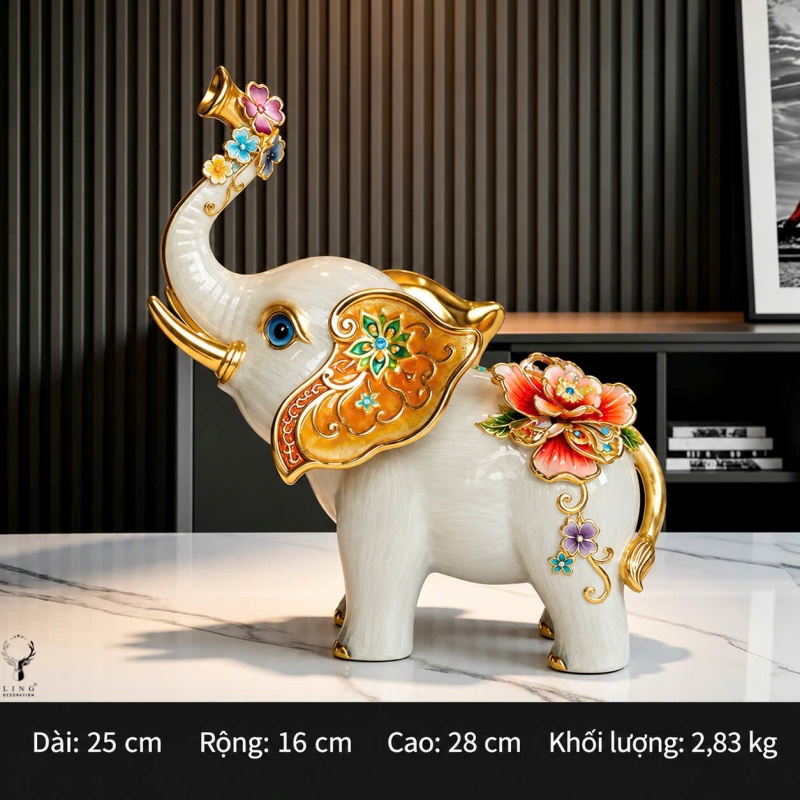 Cặp tượng voi trắng (LD 433) lingdecor4