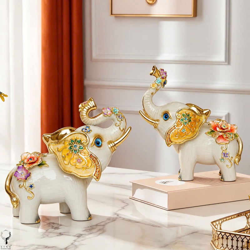 Cặp tượng voi trắng (LD 433) lingdecor5